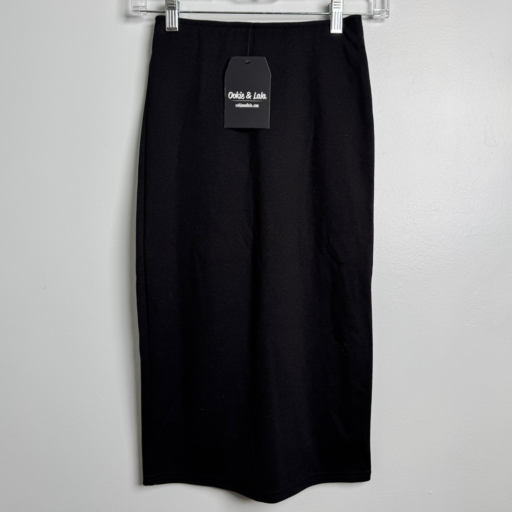 OOKIE & LALA Women's‎ XS Pull On Black Tweed Pencil Skirt NWT
